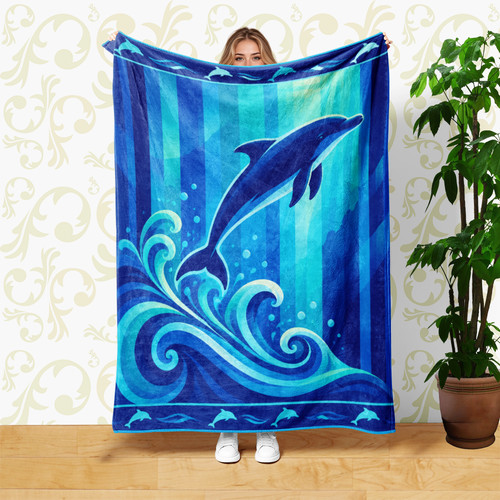 Blue dolphin underwater waves - blue,
