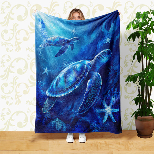 Blue sea turtles starfish - blue,